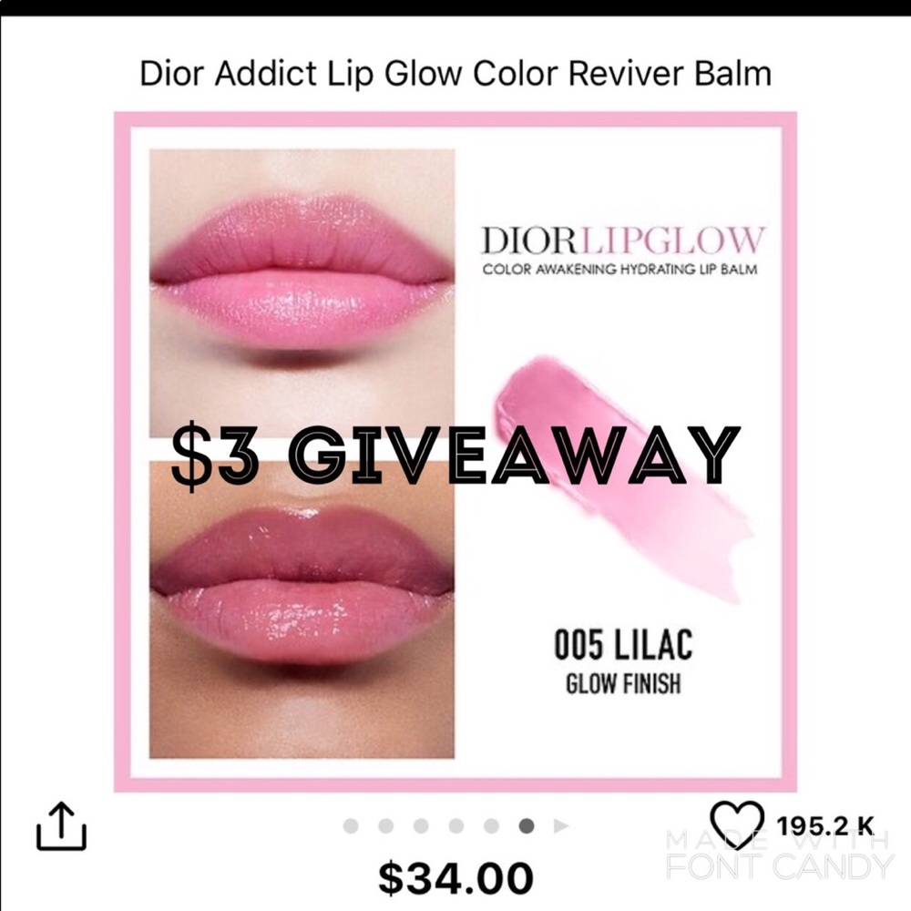 $3 GIVEAWAY!!!! Dior Addict Lip Glow RV $36